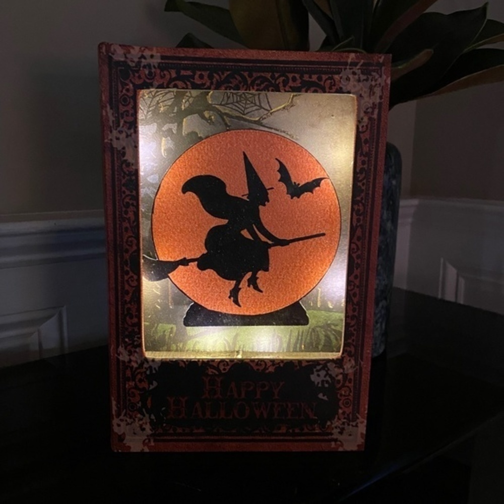 Halloween Light Up Witch Book / Stash Box